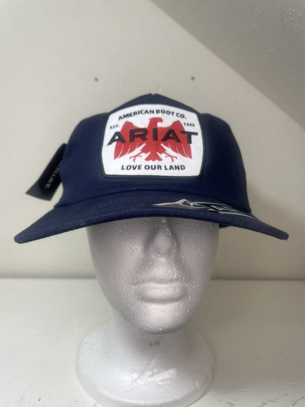 Ariat Hat Eagle Patch Cap Mens Navy Blue Snap Back Love Our Land Adjustable